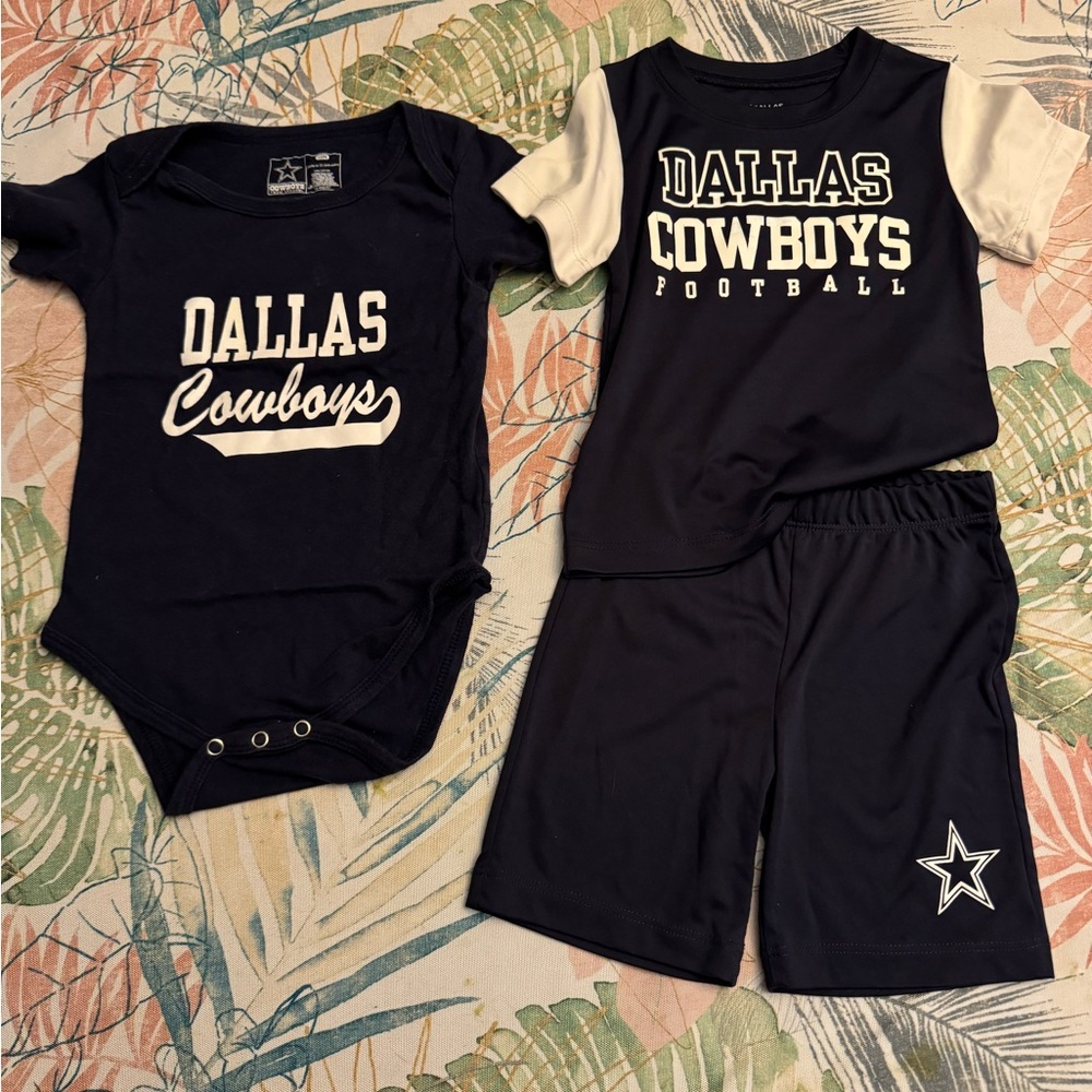 Dallas Cowboys NFL Kids Shirt and shorts set and Bodysuit lot - Navy and White